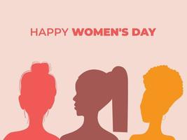 international aux femmes journée carte. 8 mars. divers femmes permanent ensemble. fille pouvoir. coloré femmes silhouettes. féministes. vecteur