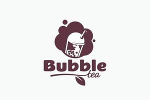 bulle thé logo avec bulle thé boisson et caractères pour tout affaires surtout pour café, boutique, nourriture camion, etc. vecteur