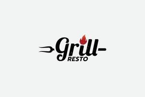 Facile gril logo avec une combinaison gril caractères et spatule pour tout affaires surtout pour restaurant, café, etc. vecteur