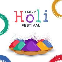 content Holi Festival de couleurs avec coloré gulal pour Holi vecteur