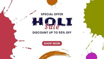 content Holi Festival bannière vente et promotion modèle pour Festival de couleurs fête. vecteur