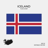 drapeau et carte de l'Islande vecteur