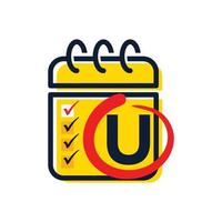 initiale u calendrier logo vecteur