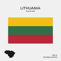 Carte et drapeau de la Lituanie vecteur