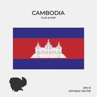 drapeau et carte du Cambodge vecteur