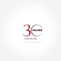 Logo lié anniversaire 30 ans avec couleur rouge isolé sur fond blanc pour l'événement de célébration de l'entreprise vecteur