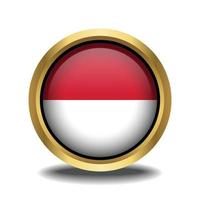 Monaco drapeau cercle forme bouton verre dans Cadre d'or vecteur