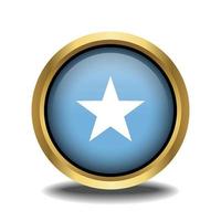 Somalie drapeau cercle forme bouton verre dans Cadre d'or vecteur