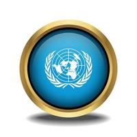uni nations drapeau cercle forme bouton verre dans Cadre d'or vecteur