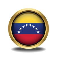 Venezuela drapeau cercle forme bouton verre dans Cadre d'or vecteur