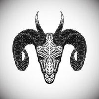 noir crâne chèvre klaxon rituel métal foncé ouvrages d'art détaillé réaliste vecteur illustration