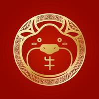 jolie forme de taureau doré ou symbole selon le zodiaque chinois. vecteur