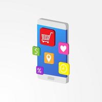 Webshopping en ligne sur site Web ou marketing de concept de vecteur d'application mobile