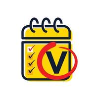 initiale v calendrier logo vecteur