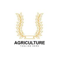 riz logo, agriculture conception, vecteur blé riz icône modèle illustration