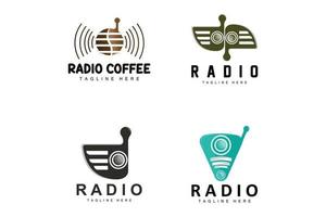 logo de radio de café, conception de radio podcast, icône de café, vecteur de marque de produit de logo de café de café