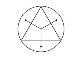 figure géométrique sacrée d'un cercle inscrit dans un triangle, le logo vectoriel tatouage symbole mythologique triangle rond isolé sur fond blanc