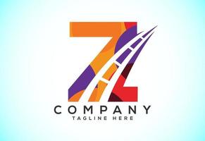 lettre z avec route logo chanter. polygonal style logo pour Autoroute entretien et construction. vecteur