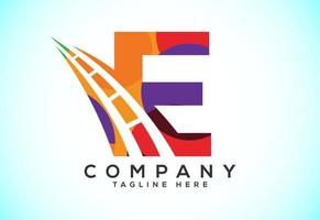 lettre e avec route logo chanter. polygonal style logo pour Autoroute entretien et construction. vecteur