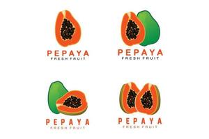 logo de papaye à motif de fruits orange texturé, vecteur d'étiquette de produit de marque de papaye, marché aux fruits