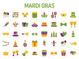 collection de conception éléments pour mardi gras vecteur