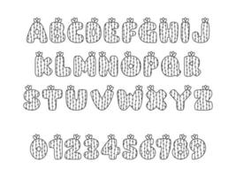 cactus Police de caractère, Anglais des lettres de une à z avec nombre 0 à 9 vecteur