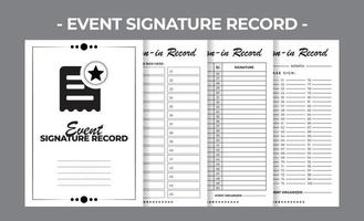 imprimable kdp un événement Signature record livre vecteur conception modèle