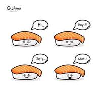 mignonne Sushi sashimi personnage vecteur dessin animé nourriture