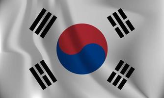 drapeau de Sud Corée, avec une ondulé effet dû à le vent. vecteur