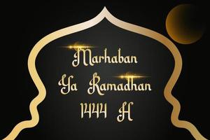 marhaban toi ramadhan 1444 h salutation avec main caractères calligraphie et illustration. . islamique salutation Contexte pouvez utilisation pour eid mubarak vecteur