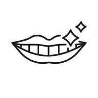 brillant Humain sourire ligne icône. en bonne santé scintillait bouche avec les dents linéaire pictogramme. beauté lèvres et blanc dents. dentisterie contour symbole. dentaire traitement. modifiable accident vasculaire cérébral. isolé vecteur illustration.