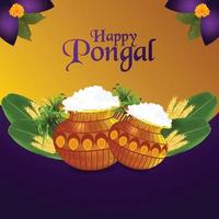 bannière et carte de voeux joyeux pongal vecteur