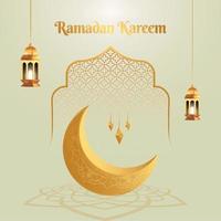 élégant Ramadan kareem décoratif Festival salutation carte avec 3d lune et islamique Contexte vecteur conception