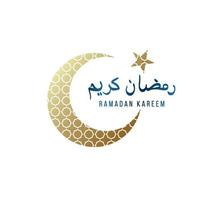 modèle de conception lumineuse pour ramadan kareem avec croissant d'or, étoile et lettrage. illustration vectorielle. traduction de texte - ramadan kareem. vecteur