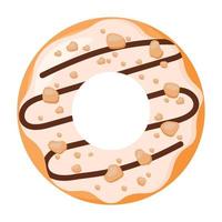 dessin animé Donut avec des noisettes et blanc Chocolat dans nourriture Animé vecteur illustration