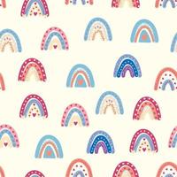 motif arc-en-ciel sans couture dans des couleurs pastel. illustration dessinée à la main de bébé scandinave pour les textiles et les vêtements pour nouveau-nés. vecteur