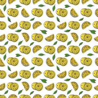 tropical sans couture modèle avec Jaune citrons et citron tranches main dessiner illustration vecteur