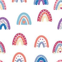 motif arc-en-ciel sans couture dans des couleurs pastel. illustration dessinée à la main de bébé scandinave pour les textiles et les vêtements pour nouveau-nés. vecteur