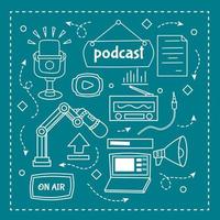 Podcast élément ligne art vecteur conception