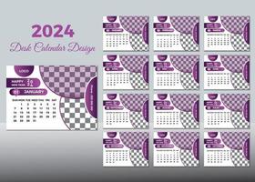 bureau calendrier 2024 ou mensuel hebdomadaire programme Nouveau année calendrier 2024 conception modèle. vecteur