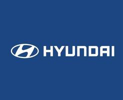 hyundai marque logo voiture symbole avec Nom blanc conception Sud coréen voiture vecteur illustration avec bleu Contexte