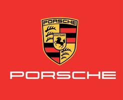porsche marque logo voiture symbole avec Nom blanc conception allemand voiture vecteur illustration avec rouge Contexte