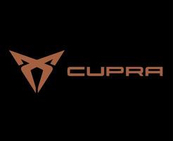 cupra marque logo voiture symbole avec Nom marron conception Espagnol voiture vecteur illustration avec noir Contexte