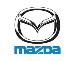 mazda marque logo symbole noir avec Nom bleu conception Japon voiture voiture vecteur illustration
