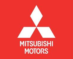 Mitsubishi marque logo voiture symbole avec Nom blanc conception Japon voiture vecteur illustration avec rouge Contexte