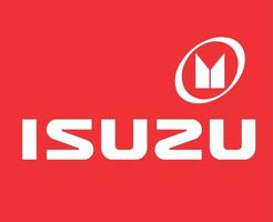 isuzu logo marque symbole avec Nom blanc conception Japon voiture voiture vecteur illustration avec rouge Contexte