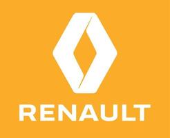 renault logo marque voiture symbole avec Nom blanc conception français voiture vecteur illustration avec Jaune Contexte