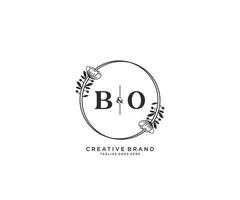 initiale bo des lettres main tiré féminin et floral botanique logo adapté pour spa salon peau cheveux beauté boutique et cosmétique entreprise. vecteur