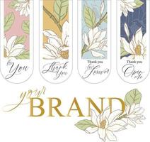 illustration main dessiner blanc fleur autocollant et logo vecteur