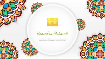 blanc Ramadan mubarak salutation Contexte avec mandala vecteur